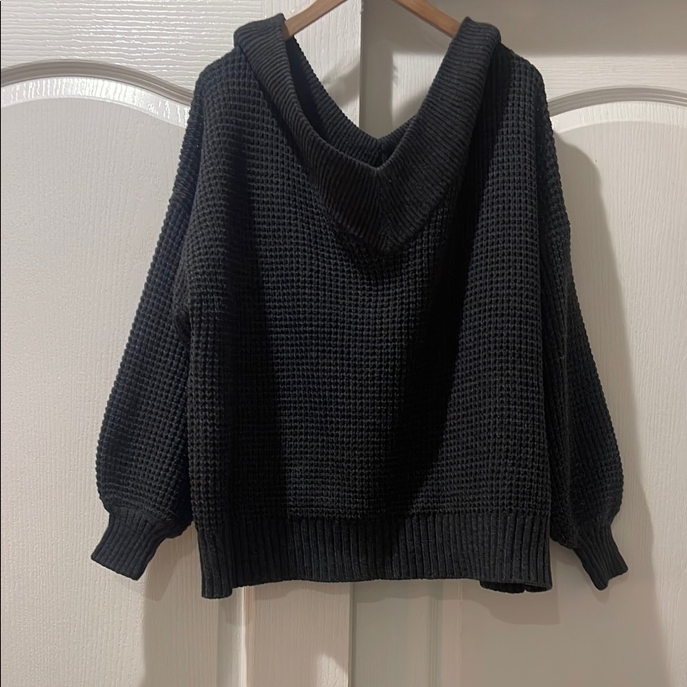 Black Waffle Knit Women's Sweater​